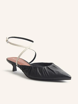 Sabrina Ankle Wrap Kitten Heel Mule