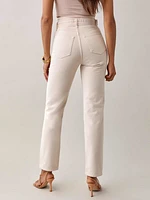 Cynthia Belted High Rise Straight Jeans