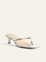 Simonetta Square Toe Kitten Heel Thong Sandal