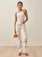 Cynthia Doodle High Rise Straight Long Jeans