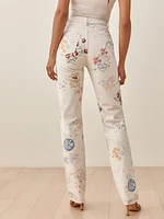 Cynthia Doodle High Rise Straight Long Jeans