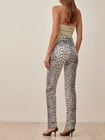 Cynthia Cheetah High Rise Straight Long Jeans