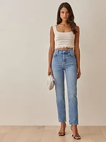 Cynthia Mushroom High Rise Straight Jeans