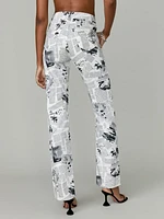 Climate Newsprint High Rise Straight Long Jeans