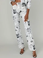 Climate Newsprint High Rise Straight Long Jeans