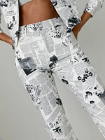 Climate Newsprint High Rise Straight Long Jeans