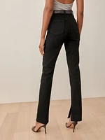 Liza Slit Hem Ultra High Rise Straight Long Jeans