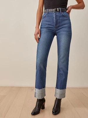 Cynthia Cuffed High Rise Straight Jeans