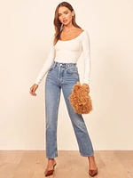 Petites Cynthia High Rise Straight Jeans