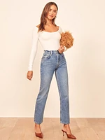 Petites Cynthia High Rise Straight Jeans