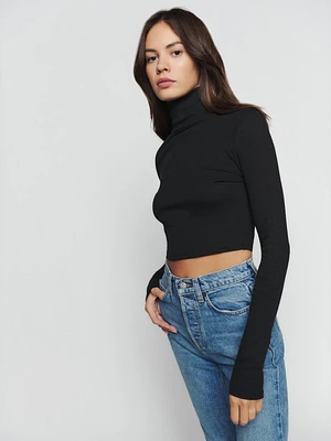 Davy Cropped Ribbed Turtleneck Tee