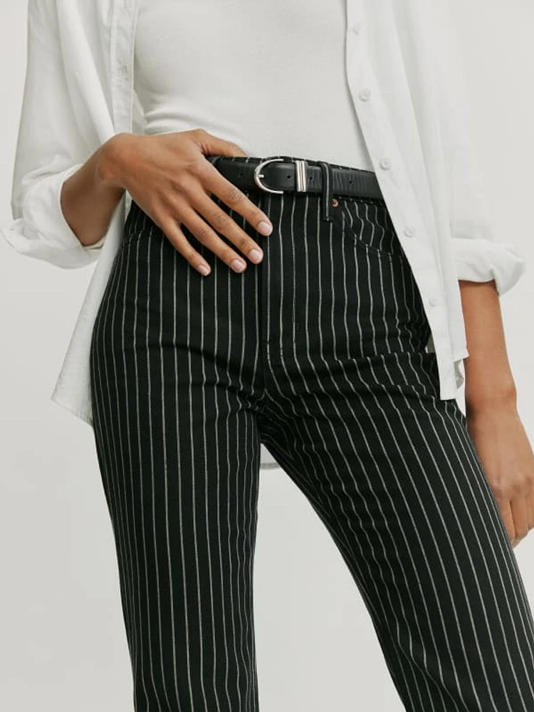 Georgia Pinstripe High Rise Flare Jeans