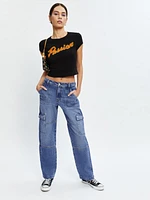 Mckenna Mid Rise Slouch Cargo Jeans