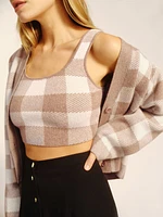 Fonte Plaid Tank And Cardi Set