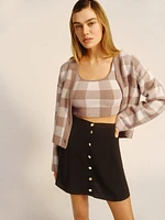 Fonte Plaid Tank And Cardi Set