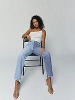 Cynthia Two Tone High Rise Straight Jeans