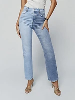 Cynthia Two Tone High Rise Straight Jeans