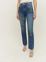 Handicraft Embroidered High Rise Straight Jeans