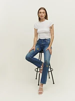 Handicraft Embroidered High Rise Straight Jeans