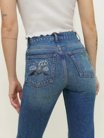 Handicraft Embroidered High Rise Straight Jeans