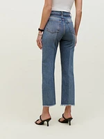 Reconstructed High Rise Straight Jeans