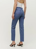 Mariah Cut Off Waistband Straight Jeans