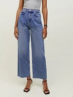 Pleated Reworked High Rise Wide Leg Jeans