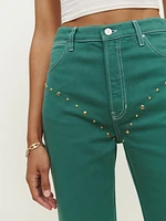 Cowboy Studded High Rise Straight Jeans