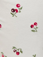 Cherries Embroidered High Rise Straight Jeans