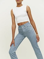 Cynthia Striped High Rise Straight Jeans