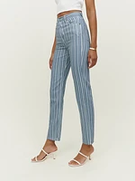 Cynthia Striped High Rise Straight Jeans