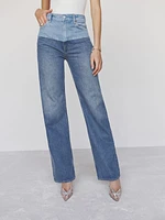 Wilder Two Tone High Rise Wide Leg Jeans