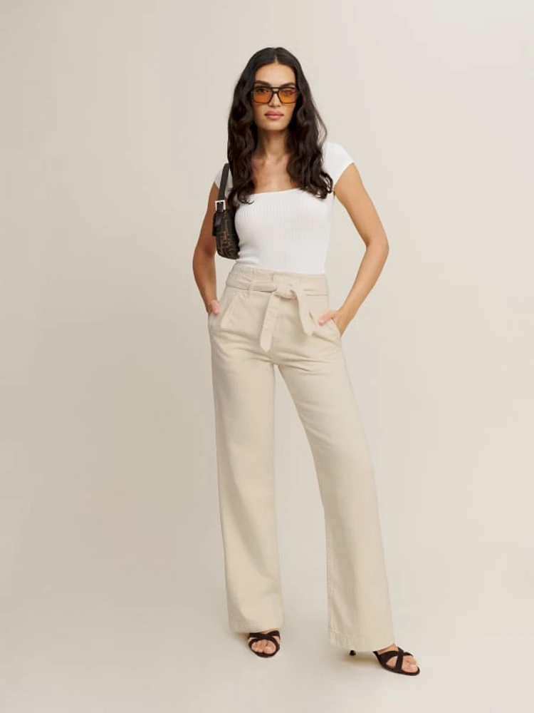 Lang Belted Ultra High Rise Pleated Jeans