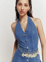 Pamela Halter Denim Mini Dress