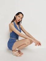 Pamela Halter Denim Mini Dress