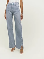 Wilder Slit Hem High Rise Wide Leg Jeans