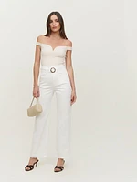 Wilder Belted High Rise Wide Leg Cropped Jeans