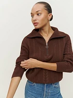 Lucca Cotton Cable Half Zip Sweater