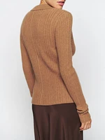 Centro Cashmere Ribbed Collared Sweater