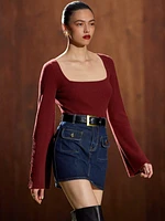 Elia Patch Pocket Denim Mini Skirt