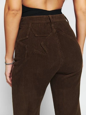 Star High Rise Flare Corduroy Pants