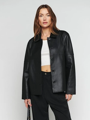 Veda Mercer Leather Shirt Jacket