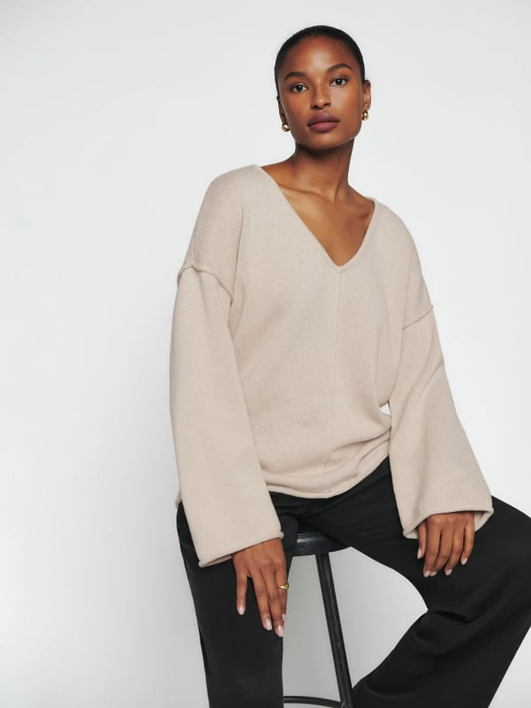 Billie Cotton V-neck Sweater