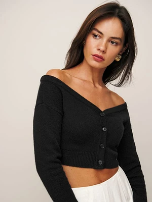 Millie Cashmere Off The Shoulder Cardigan