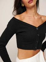 Millie Cashmere Off The Shoulder Cardigan