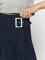 Billie Pleated Denim Mini Skirt