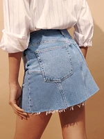 Bec Mid Rise Denim Mini Skirt