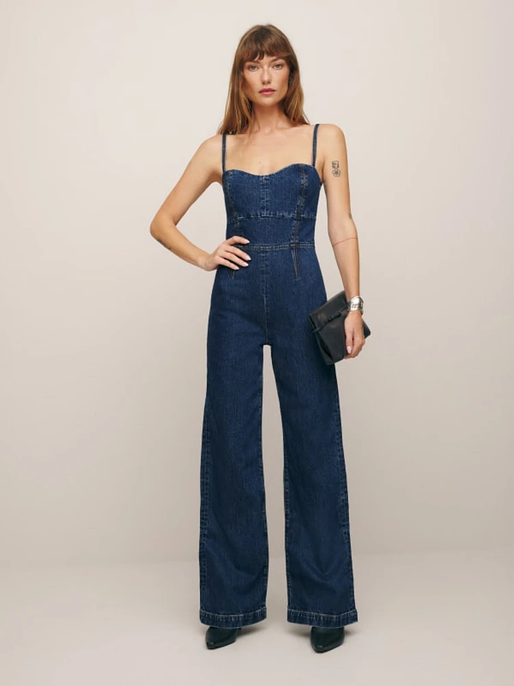 Daphne Wide Leg Denim Jumpsuit