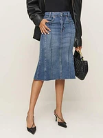 Juliana Fluted Denim Midi Skirt