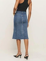 Juliana Fluted Denim Midi Skirt